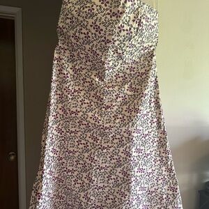 Floral Strapless Dress in Purple and White